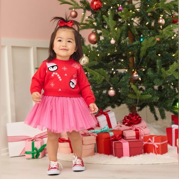 TULLABEE Penguin Christmas Sweater & Tutu Dress Set 3T NWT - Picture 3 of 4